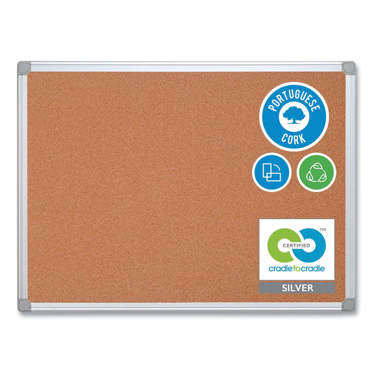 MasterVision® Earth Cork Board, 36 x 24, Tan Surface, Silver Aluminum Frame (BVCCA031790) Each