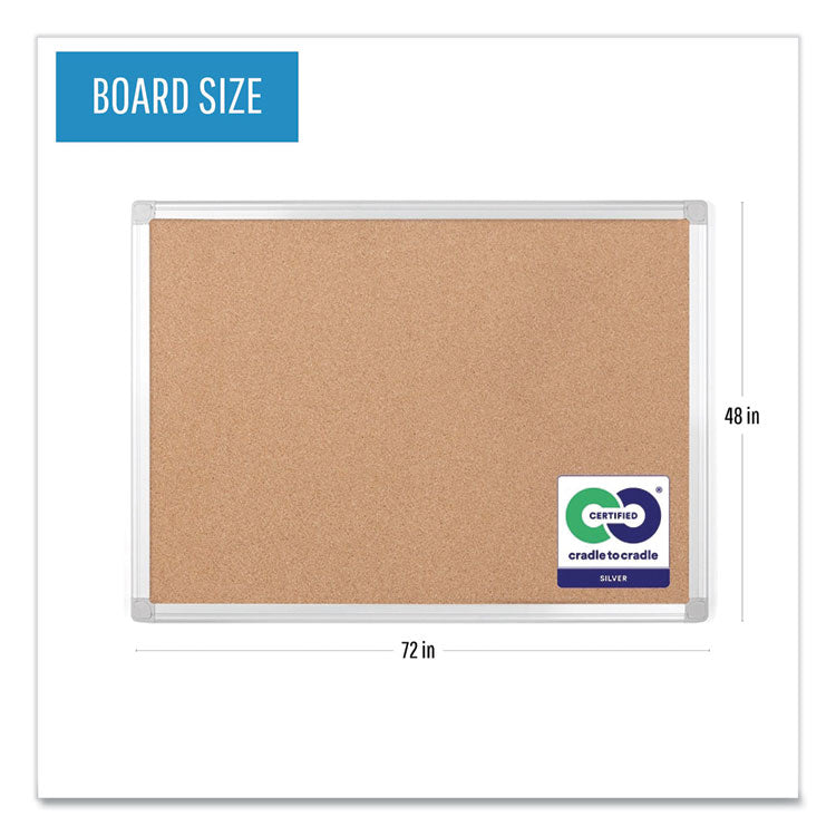 MasterVision® Earth Cork Board, 72 x 48, Tan Surface, Silver Aluminum Frame (BVCCA271790) Each