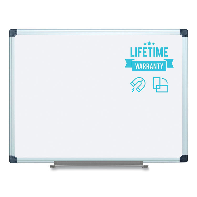 MasterVision® Porcelain Value Dry Erase Board, 48 x 96, White Surface, Silver Aluminum Frame (BVCCR1501170MV) Each