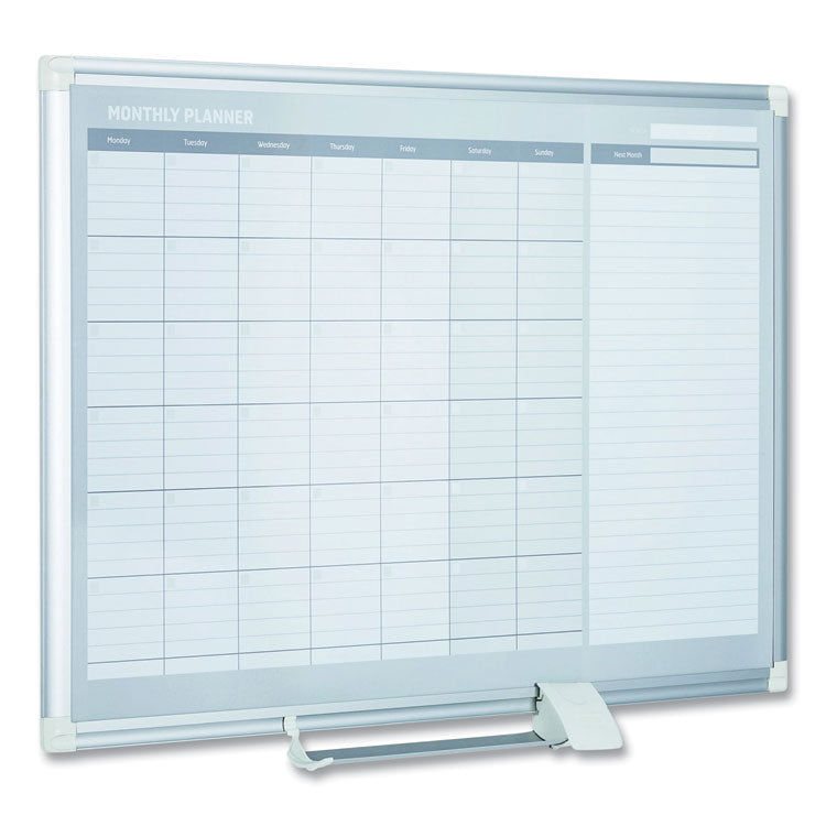 MasterVision® Magnetic Dry Erase Calendar Board, One Month, 36 x 24, White Surface, Silver Aluminum Frame (BVCGA0397830) Each