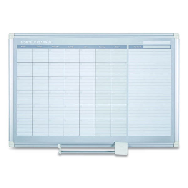 MasterVision® Magnetic Dry Erase Calendar Board, One Month, 48 x 36, White Surface, Silver Aluminum Frame (BVCGA0597830) Each