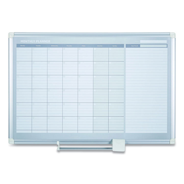 MasterVision® Magnetic Dry Erase Calendar Board, One Month, 48 x 36, White Surface, Silver Aluminum Frame (BVCGA0597830) Each