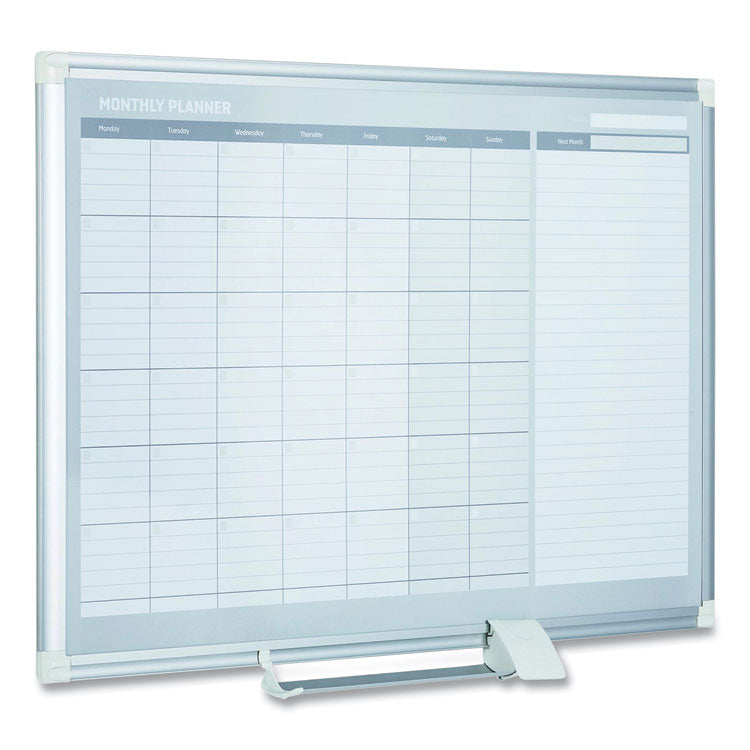 MasterVision® Magnetic Dry Erase Calendar Board, One Month, 48 x 36, White Surface, Silver Aluminum Frame (BVCGA0597830) Each