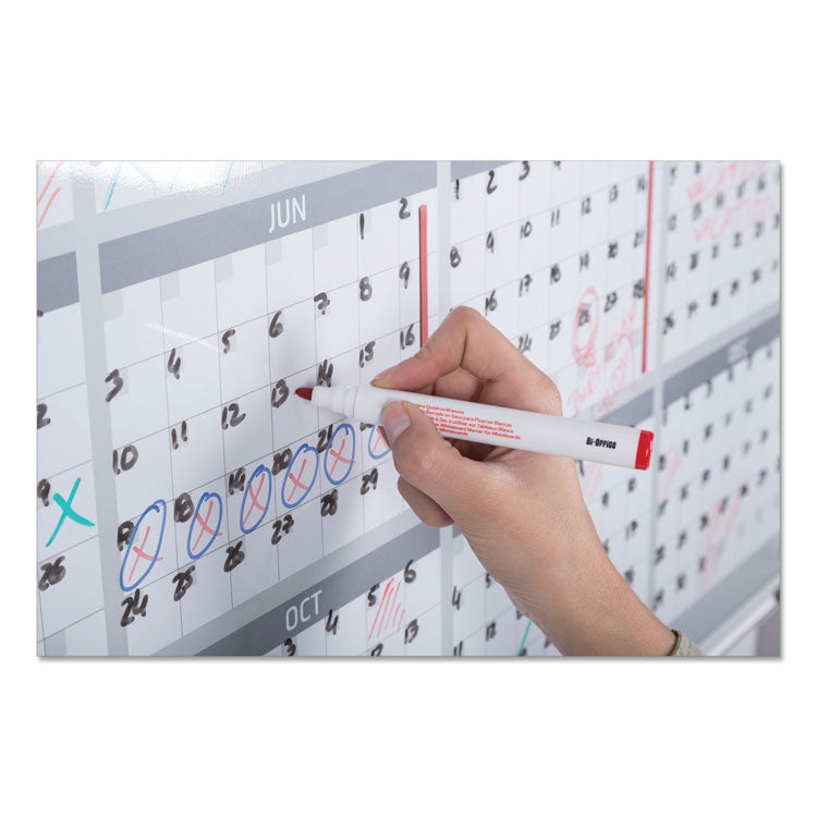 MasterVision® Magnetic Dry Erase Calendar Board, 12-Month, 36 x 24, White Surface, Silver Aluminum Frame (BVCGA03106830) Each