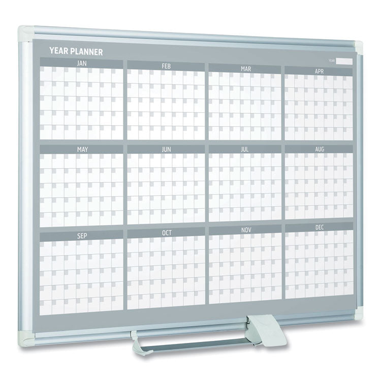 MasterVision® Magnetic Dry Erase Calendar Board, 12-Month, 36 x 24, White Surface, Silver Aluminum Frame (BVCGA03106830) Each