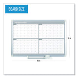 MasterVision® Magnetic Dry Erase Calendar Board, Four Month, 48 x 36, White Surface, Silver Aluminum Frame (BVCGA05105830) Each