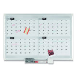 MasterVision® Magnetic Dry Erase Calendar Board, Four Month, 48 x 36, White Surface, Silver Aluminum Frame (BVCGA05105830) Each