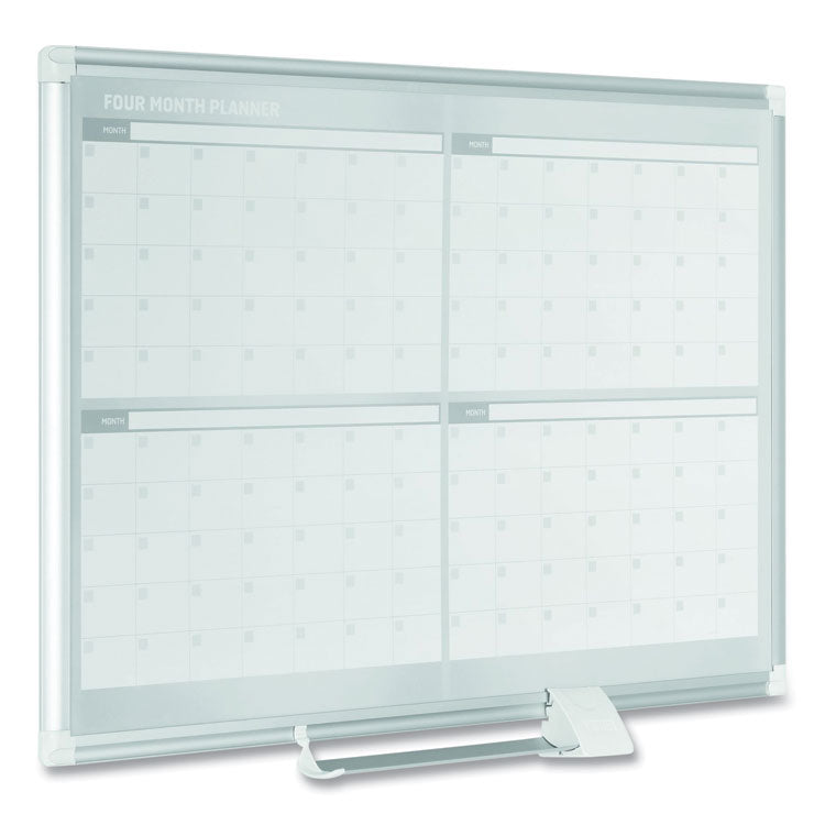 MasterVision® Magnetic Dry Erase Calendar Board, Four Month, 48 x 36, White Surface, Silver Aluminum Frame (BVCGA05105830) Each