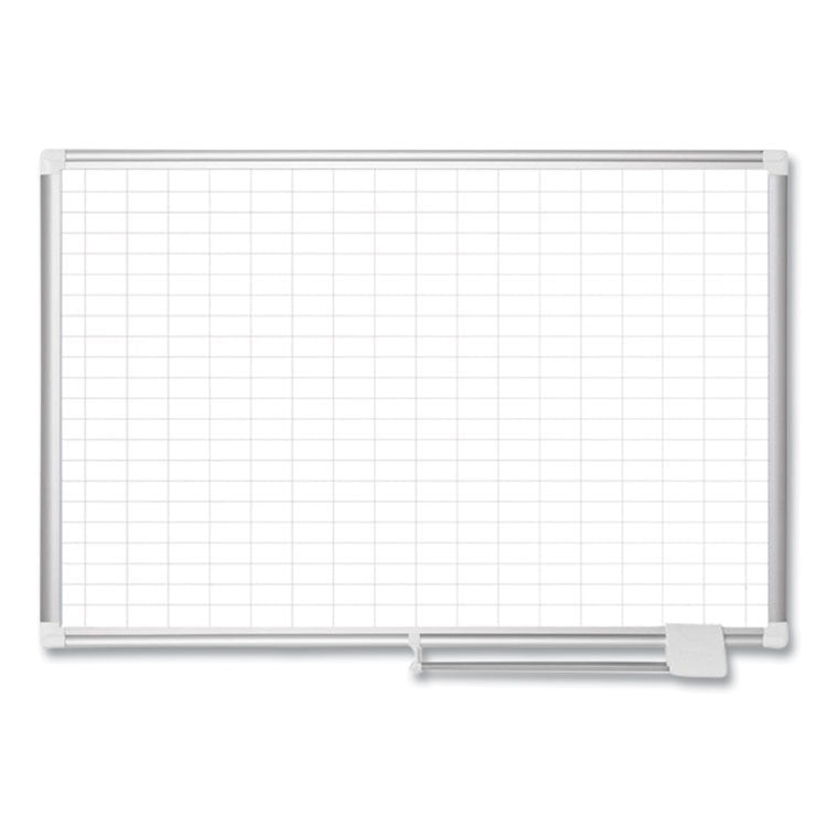 MasterVision® Gridded Magnetic Steel Dry Erase Planning Board, 1 x 2 Grid, 72 x 48, White Surface, Silver Aluminum Frame (BVCMA2792830) Each