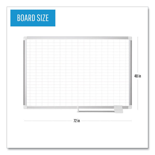 MasterVision® Gridded Magnetic Steel Dry Erase Planning Board, 1 x 2 Grid, 72 x 48, White Surface, Silver Aluminum Frame (BVCMA2792830) Each