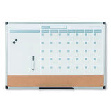 MasterVision® 3-in-1 Calendar Planner, 36 x 24, White Surface, Silver Aluminum Frame (BVCMB0707186P) Each