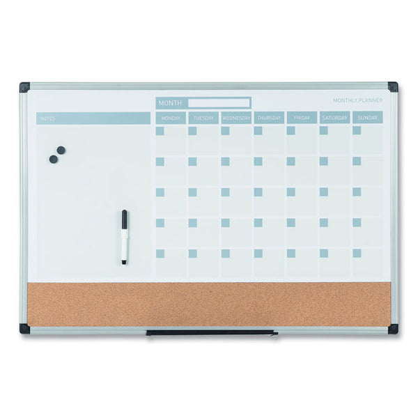 MasterVision® 3-in-1 Calendar Planner, 36 x 24, White Surface, Silver Aluminum Frame (BVCMB0707186P) Each