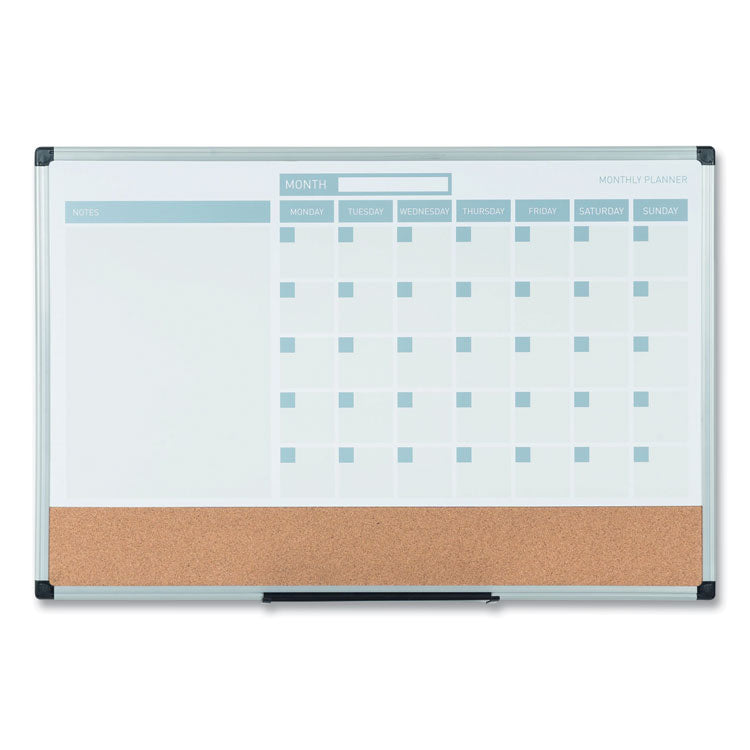 MasterVision® 3-in-1 Calendar Planner, 36 x 24, White Surface, Silver Aluminum Frame (BVCMB0707186P) Each