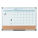 MasterVision® 3-in-1 Planner Board, 24 x 18, Tan/White/Blue Surface, Silver Aluminum Frame (BVCMB3507186) Each