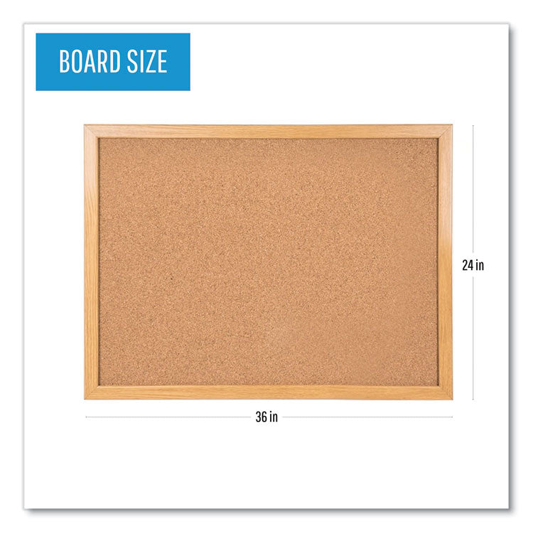 MasterVision® Value Cork Bulletin Board with Oak Frame, 24 x 36, Brown Surface, Oak Frame (BVCMC070014231) Each