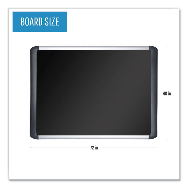 MasterVision® Soft-touch Bulletin Board, 72 x 48, Black Fabric Surface, Aluminum/Black Aluminum Frame (BVCMVI270301) Each