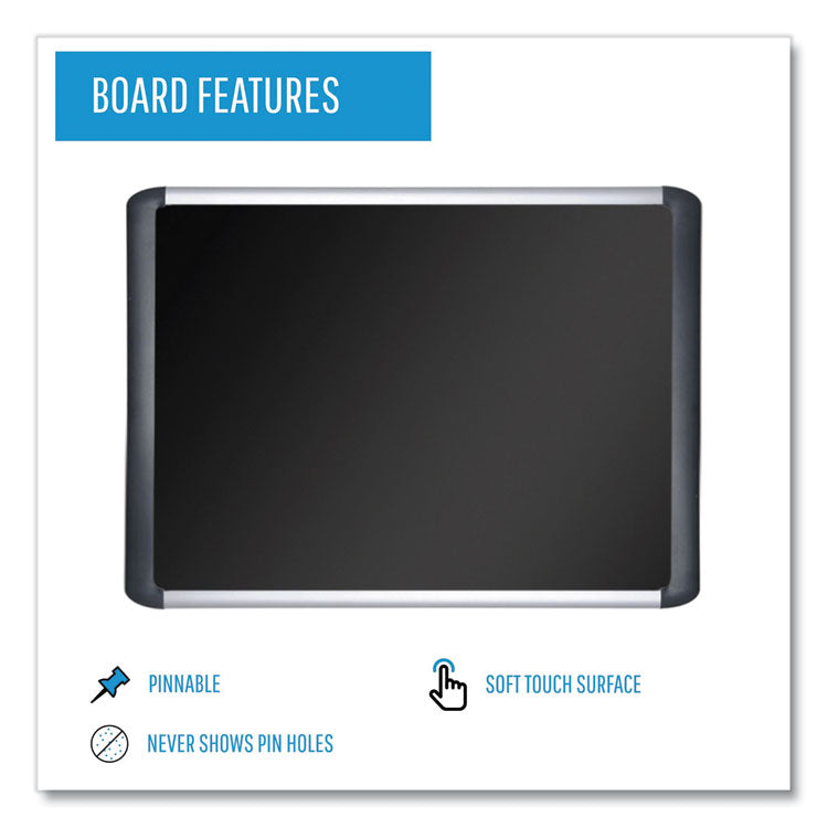 MasterVision® Soft-touch Bulletin Board, 72 x 48, Black Fabric Surface, Aluminum/Black Aluminum Frame (BVCMVI270301) Each