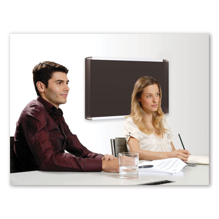 MasterVision® Soft-touch Bulletin Board, 72 x 48, Black Fabric Surface, Aluminum/Black Aluminum Frame (BVCMVI270301) Each