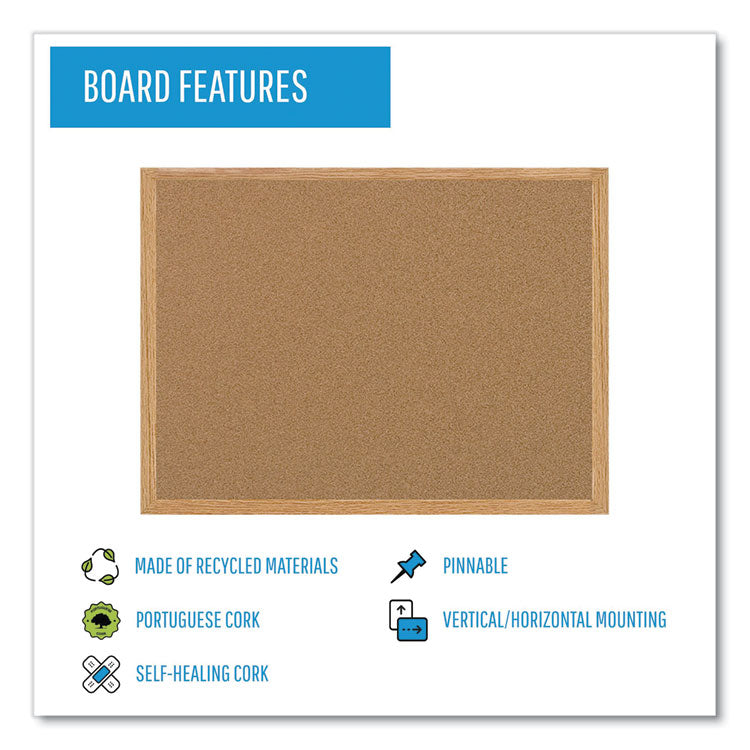 MasterVision® Earth Cork Board, 36 x 24, Tan Surface, Oak Wood Frame (BVCSB0420001233) Each