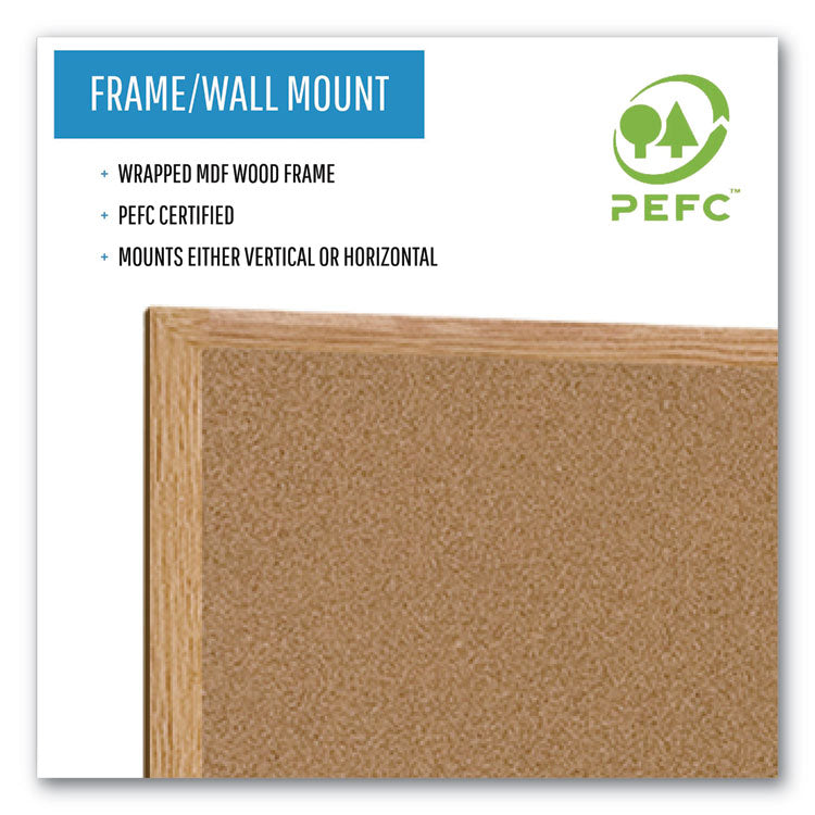 MasterVision® Earth Cork Board, 36 x 24, Tan Surface, Oak Wood Frame (BVCSB0420001233) Each