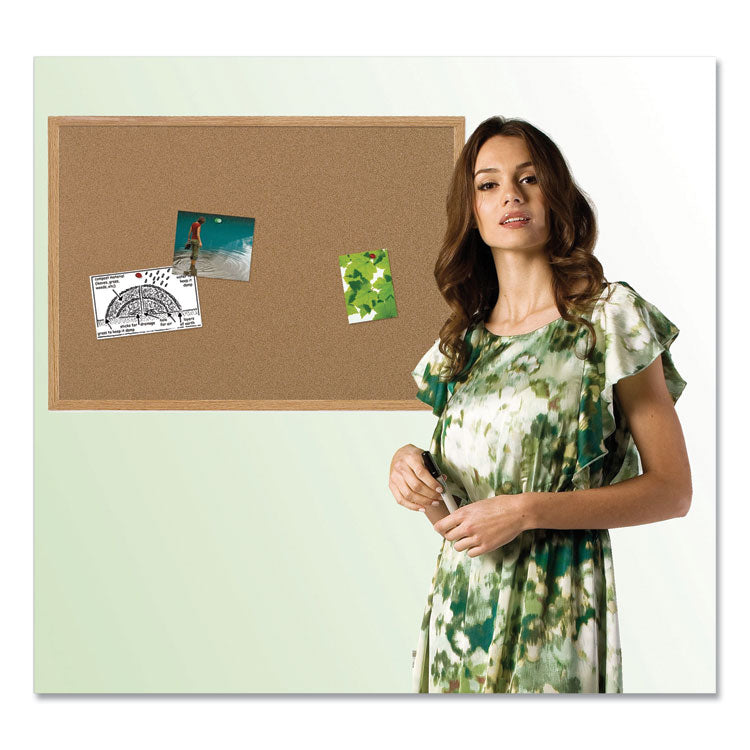 MasterVision® Earth Cork Board, 36 x 24, Tan Surface, Oak Wood Frame (BVCSB0420001233) Each