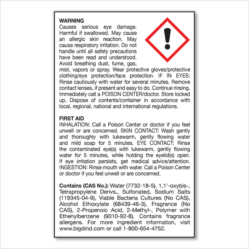 Big D Enzym D Digester Deodorant, Mint, 1qt, Bottle, 12/Carton (BGD504) Case of 12