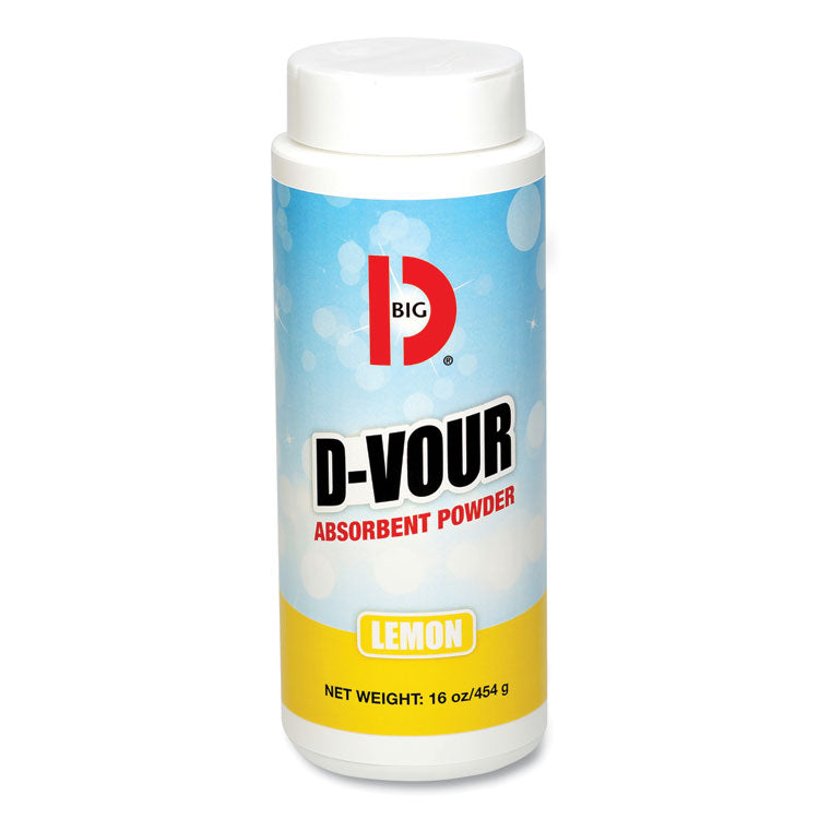 Big D Industries D-Vour Absorbent Powder, Lemon, 16 oz Canister, 6/Carton (BGD166) Case of 6