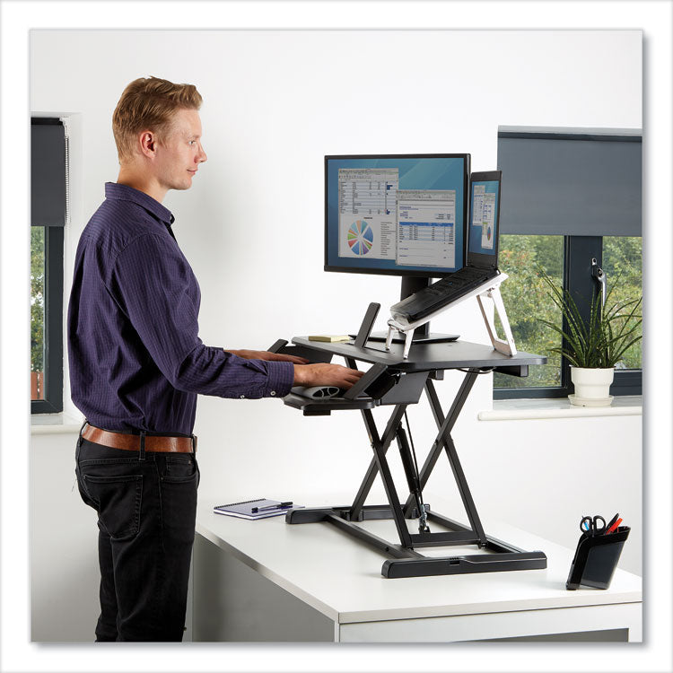 Fellowes® Corsivo Sit-Stand Workstation, 31.5" x 24.25" x 16", Black (FEL8091001)