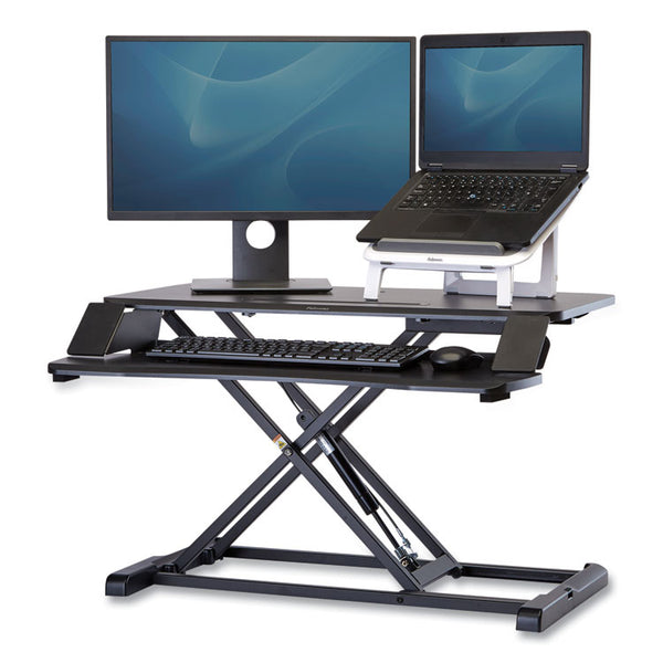 Fellowes® Corsivo Sit-Stand Workstation, 31.5" x 24.25" x 16", Black (FEL8091001)