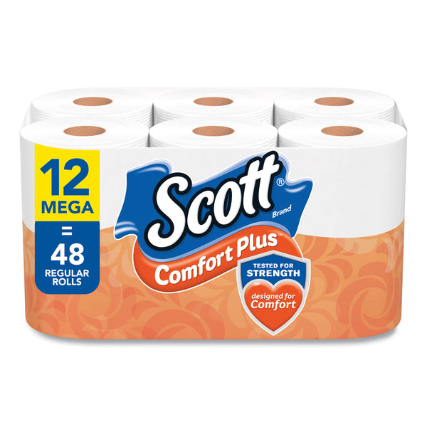 Scott® ComfortPlus Toilet Paper, Mega Roll, Septic Safe, 1-Ply, White, 425 Sheets/Roll, 12 Rolls/Pack (KCM54245) Case of 24