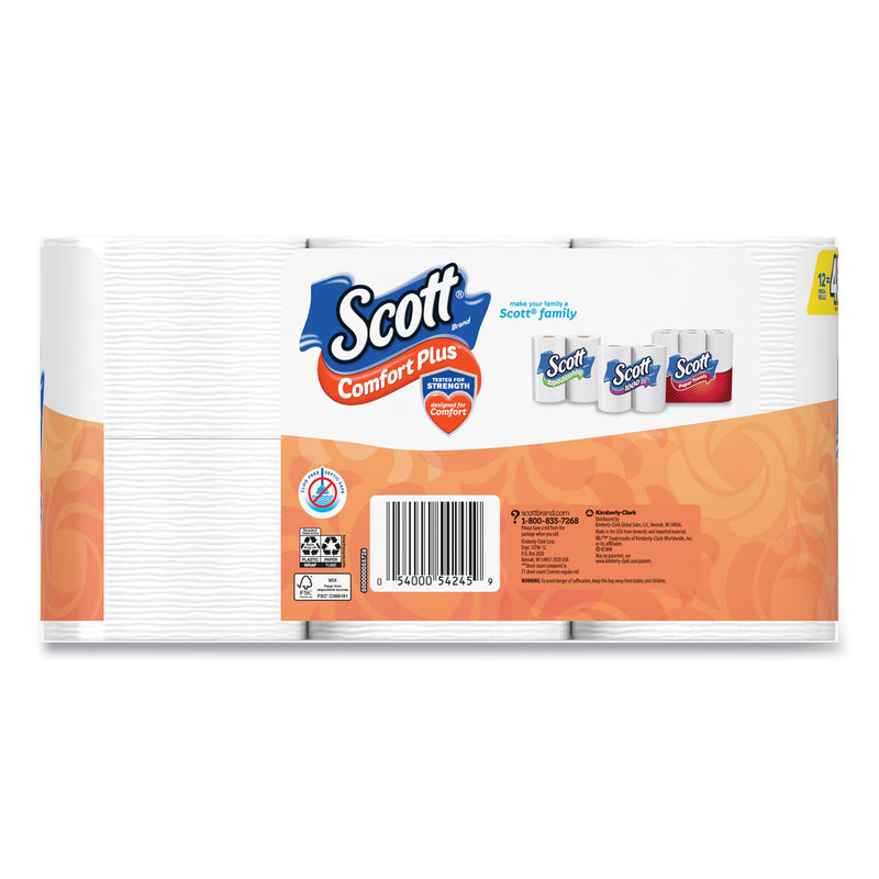 Scott® ComfortPlus Toilet Paper, Mega Roll, Septic Safe, 1-Ply, White, 425 Sheets/Roll, 12 Rolls/Pack (KCM54245) Case of 24