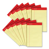 Universal® Perforated Ruled Writing Pads, Narrow Rule, Red Headband, 50 Canary-Yellow 5 x 8 Sheets, Dozen (UNV46200)