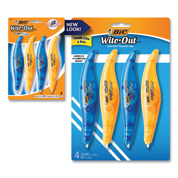 BIC® Wite-Out Brand Exact Liner Correction Tape, Non-Refillable, 0.2" x 236", 4/Pack (BICWOELP418)