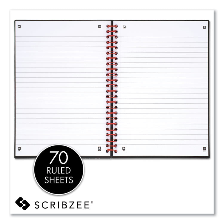 Black n' Red™ Flexible Cover Twinwire Notebooks, SCRIBZEE Compatible, 1-Subject, Wide/Legal Rule, Black Cover, (70) 8.25 x 5.63 Sheets (JDKC67009) Each
