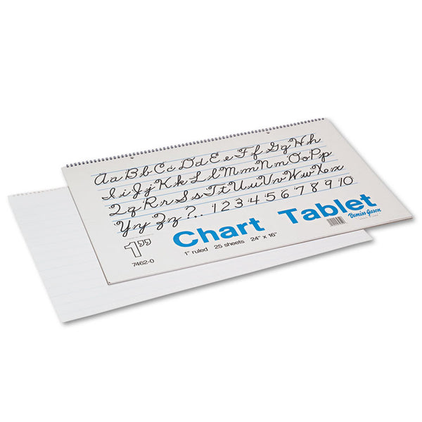 Pacon® Chart Tablets, Presentation Format (1" Rule), 24 x 16, White, 25 Sheets (PAC74620)