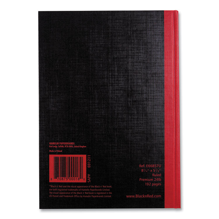 Black n' Red™ Hardcover Casebound Notebooks, SCRIBZEE Compatible, 1-Subject, Wide/Legal Rule, Black Cover, (96) 8.25 x 5.63 Sheets (JDKE66857) Each