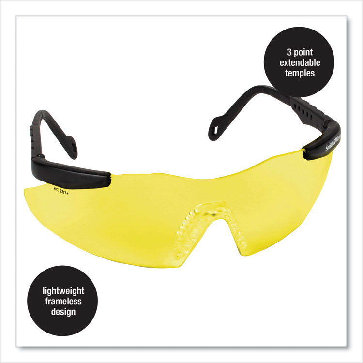 Smith & Wesson® Magnum 3G Safety Eyewear, Black Frame, Yellow/Amber Lens, 12/Box (KCC19826) Case of 12