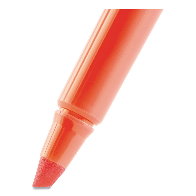 BIC® Brite Liner Highlighter, Fluorescent Orange Ink, Chisel Tip, Orange/Black Barrel, Dozen (BICBL11OE)