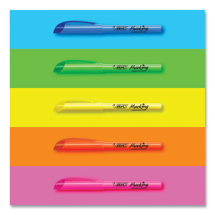 BIC® Brite Liner Highlighter, Fluorescent Orange Ink, Chisel Tip, Orange/Black Barrel, Dozen (BICBL11OE)