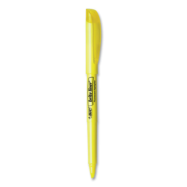 BIC® Brite Liner Highlighter Value Pack, Yellow Ink, Chisel Tip, Yellow/Black Barrel, 24/Pack (BICBL241YW)