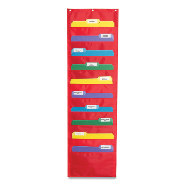 Carson-Dellosa Education Storage Pocket Chart, 10 Pockets, Hanger Grommets, 14 x 47, Red (CDPCD5653) Each