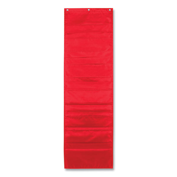 Carson-Dellosa Education Storage Pocket Chart, 10 Pockets, Hanger Grommets, 14 x 47, Red (CDPCD5653) Each