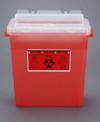 Bemis™ Sentinel Sharps Container Translucent Red Base 15 H X 13-7/8 L X 6-7/8 W Inch Horizontal Entry 3 Gallon (387581_CS) 12/CS