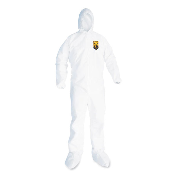 KleenGuard™ A20 Breathable Particle Protection Coveralls, Elastic Back, Hood and Boots, Large, White, 24/Carton (KCC49123) Case of 25