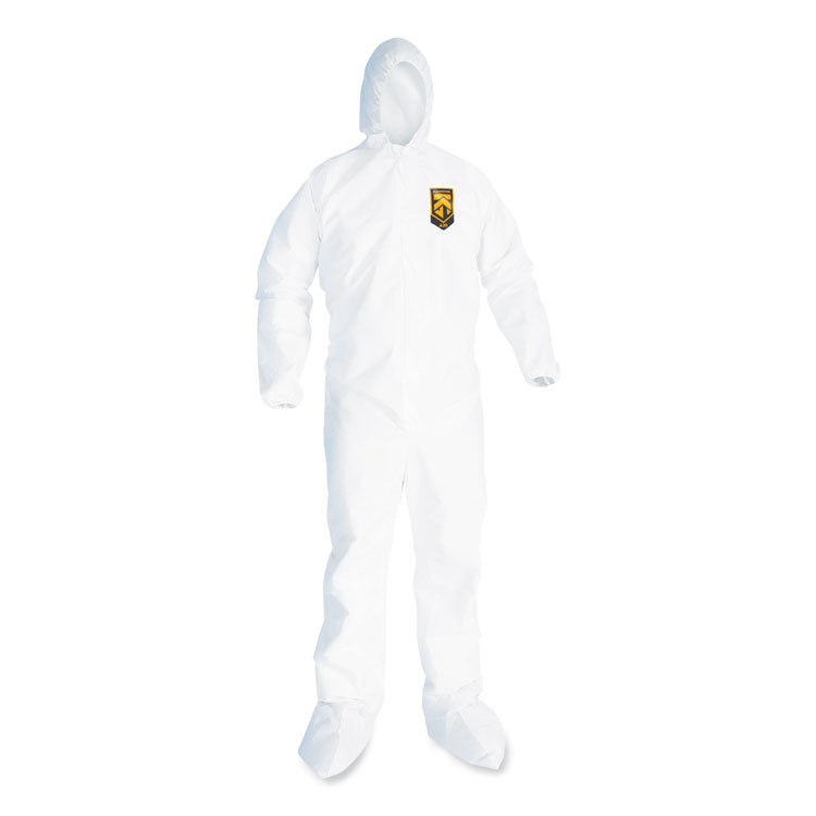 KleenGuard™ A20 Breathable Particle Protection Coveralls, Elastic Back, Hood and Boots, Large, White, 24/Carton (KCC49123) Case of 25