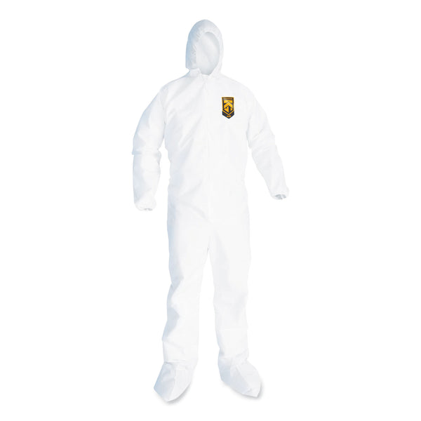 KleenGuard™ A20 Breathable Particle Protection Coveralls, Elastic Back, Hood and Boots, Large, White, 24/Carton (ANS49123) Case of 24