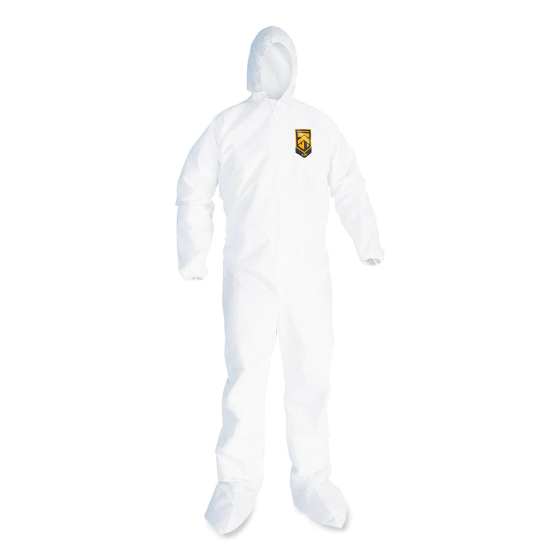 KleenGuard™ A20 Breathable Particle Protection Coveralls, Elastic Back, Hood and Boots, Large, White, 24/Carton (ANS49123) Case of 24