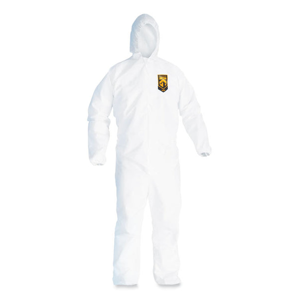 KleenGuard™ A20 Breathable Particle Protection Coveralls, Elastic Back, Hood, Medium, White, 24/Carton (KCC49112)