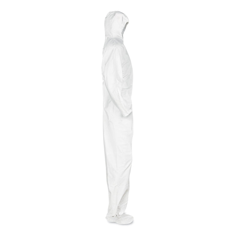 KleenGuard™ A20 Breathable Particle Protection Coveralls, Elastic Back, Hood and Boots, Large, White, 24/Carton (ANS49123) Case of 24