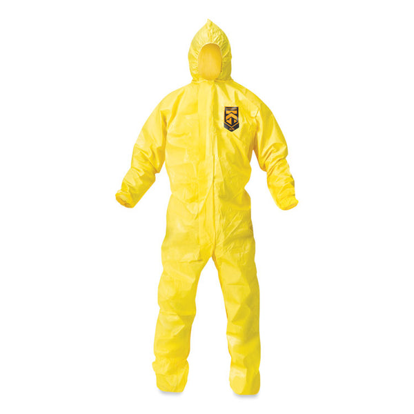 KleenGuard™ A70 Chemical Spray Protection Coveralls, Hooded, Storm Flap, Large, Yellow, 12/Carton (KCC09813) Case of 12